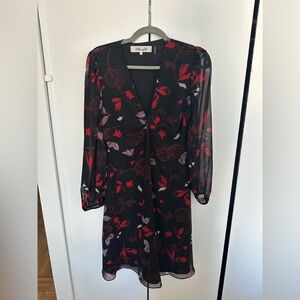 Diane Von furstenberg Black and Red Floral mini dress size 6